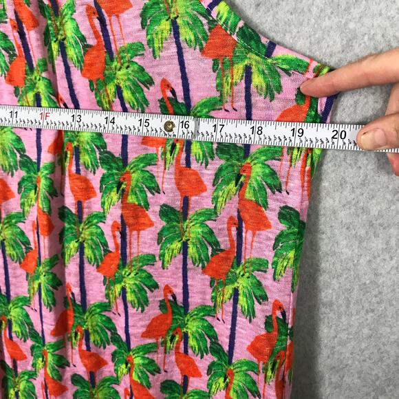Bouffants and Broken Hearts Top Womens‎ Large Tank Linen Flamingo Tropical Flowy - Picture 7 of 9